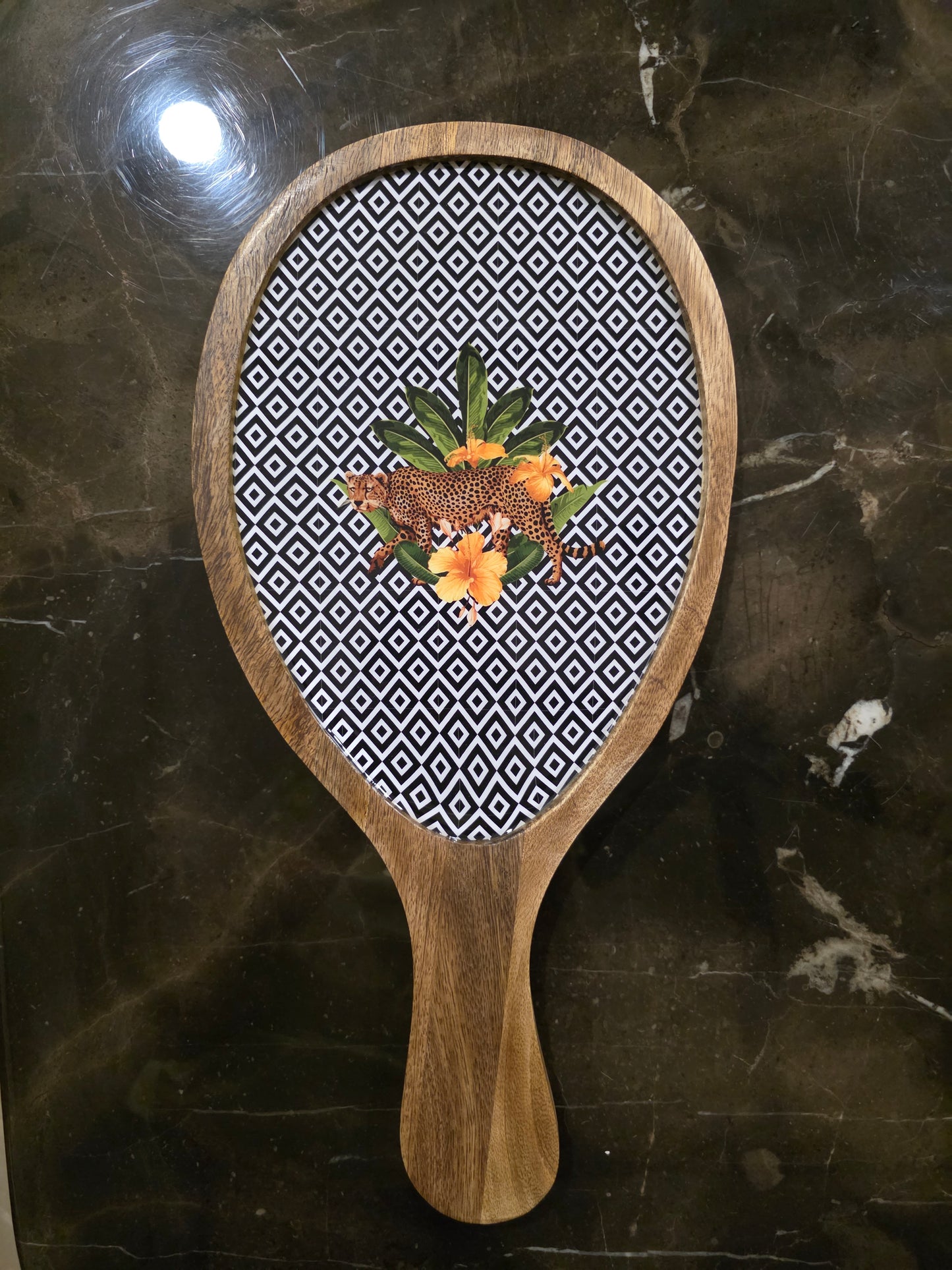 Wooden Oval Bat Platter - Botanical Extravaganza