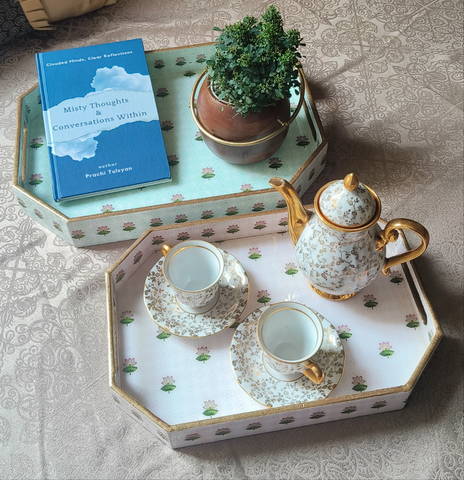 Octagon Tray Set of 2 - Lotus Buti
