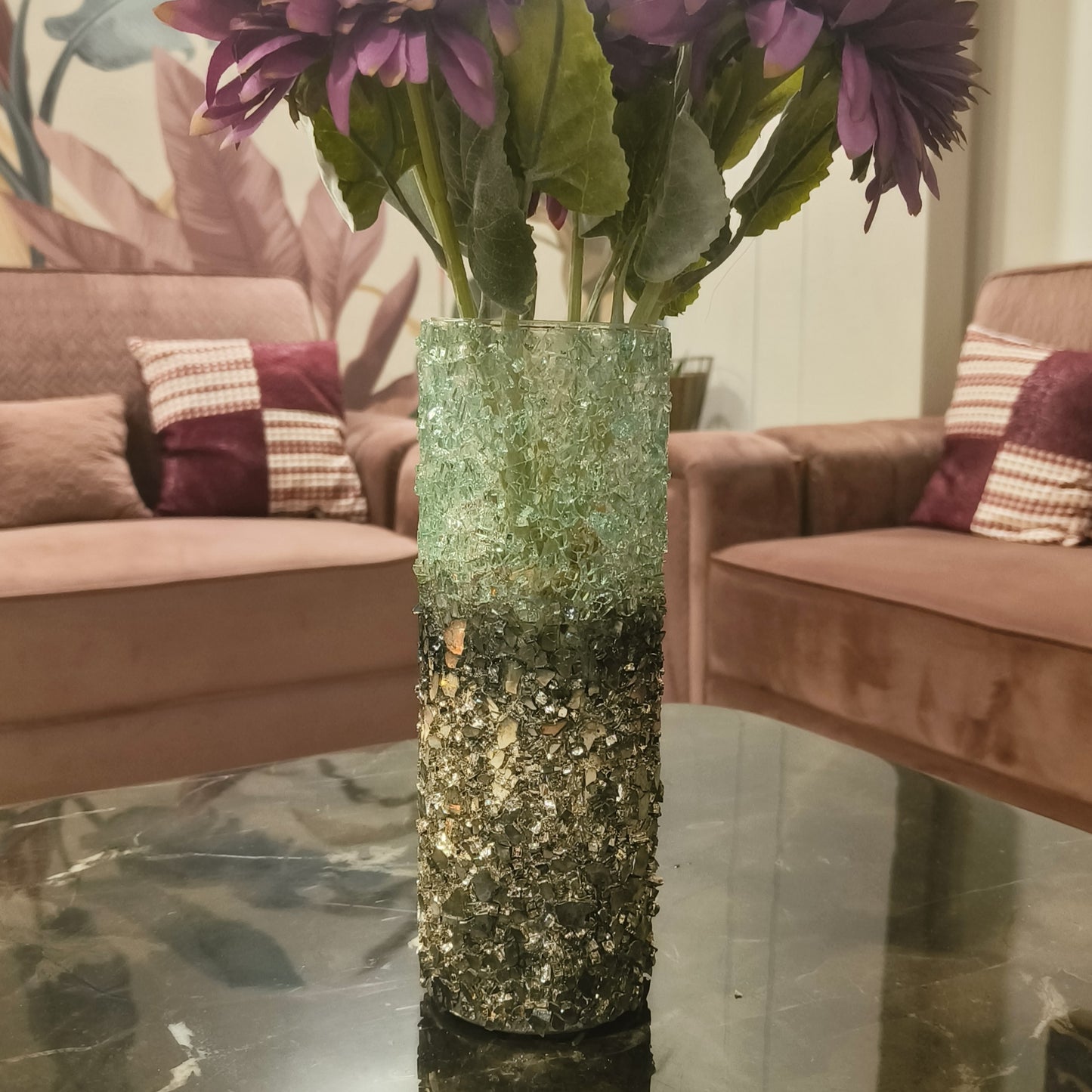 Glass Shimmer Vase/Candle Holders - Set of 2