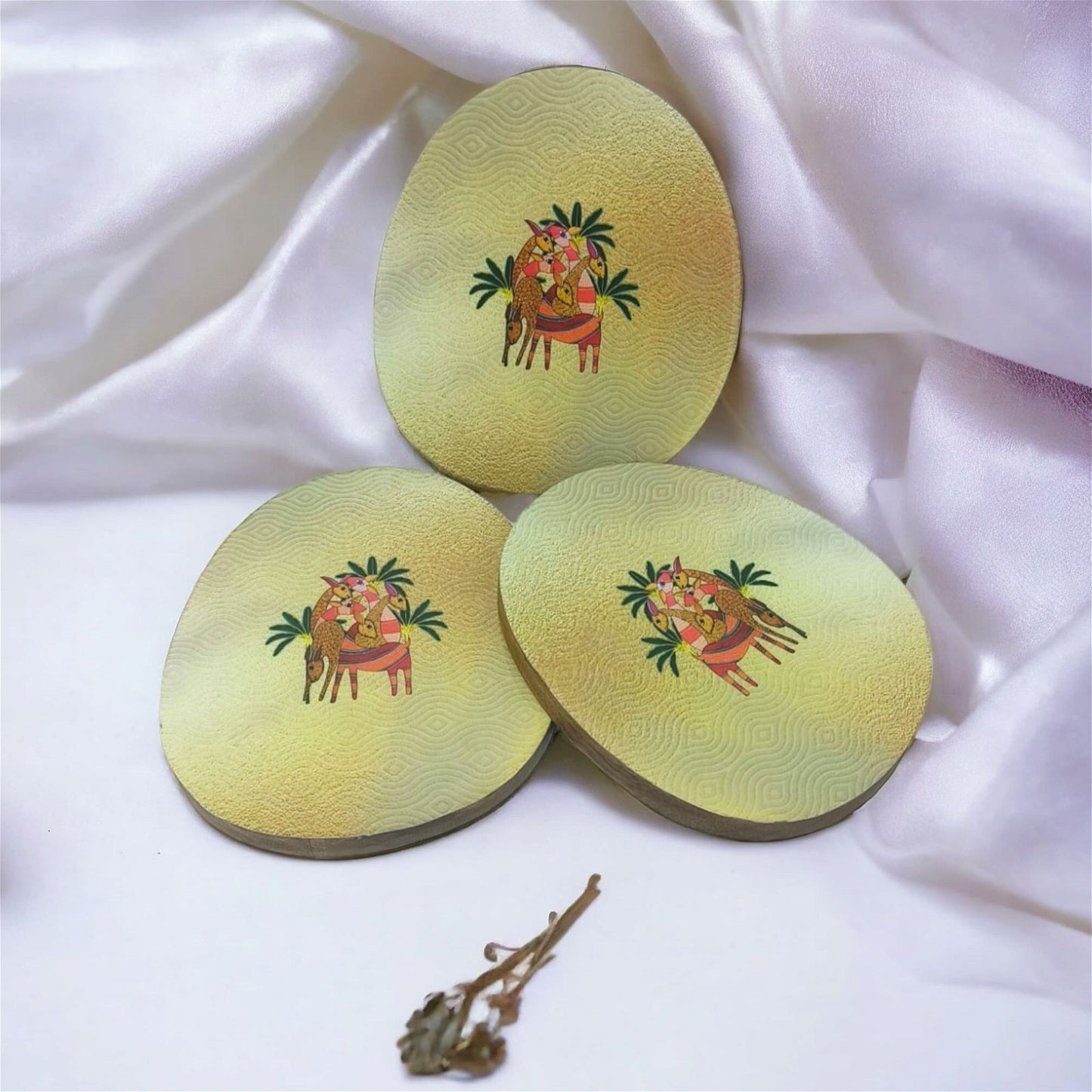 Oval Trivets -Set of 3 The Deer Story - - Samaa India - - #tag1# - #tag2# - #tag3# - #tag4#