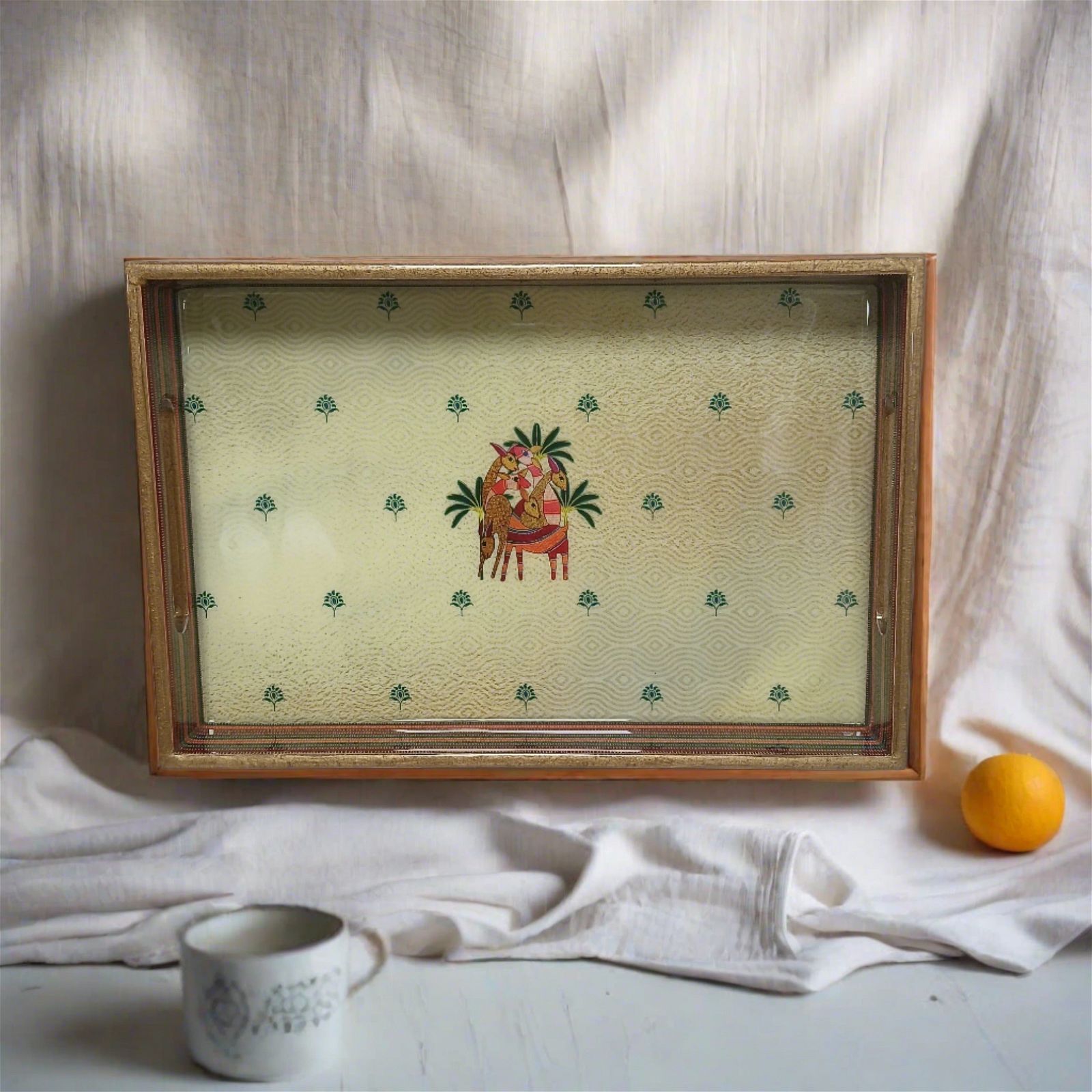 Rectangular Tray Set of 3 -  The Deer Story - - Samaa India -  - #tag1# - #tag2# - #tag3# - #tag4#