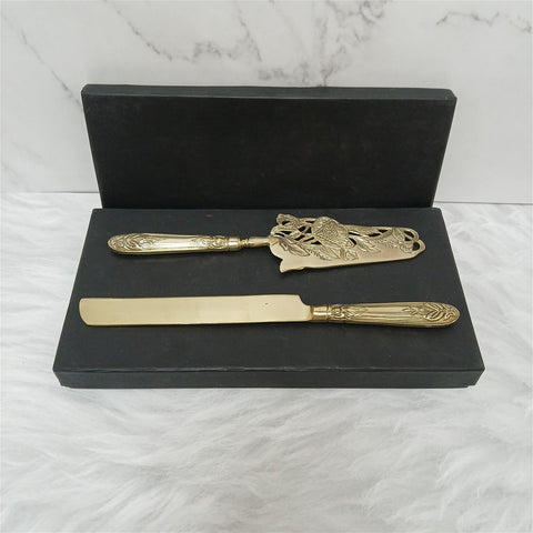 Rose cake knife and server cutlery set
