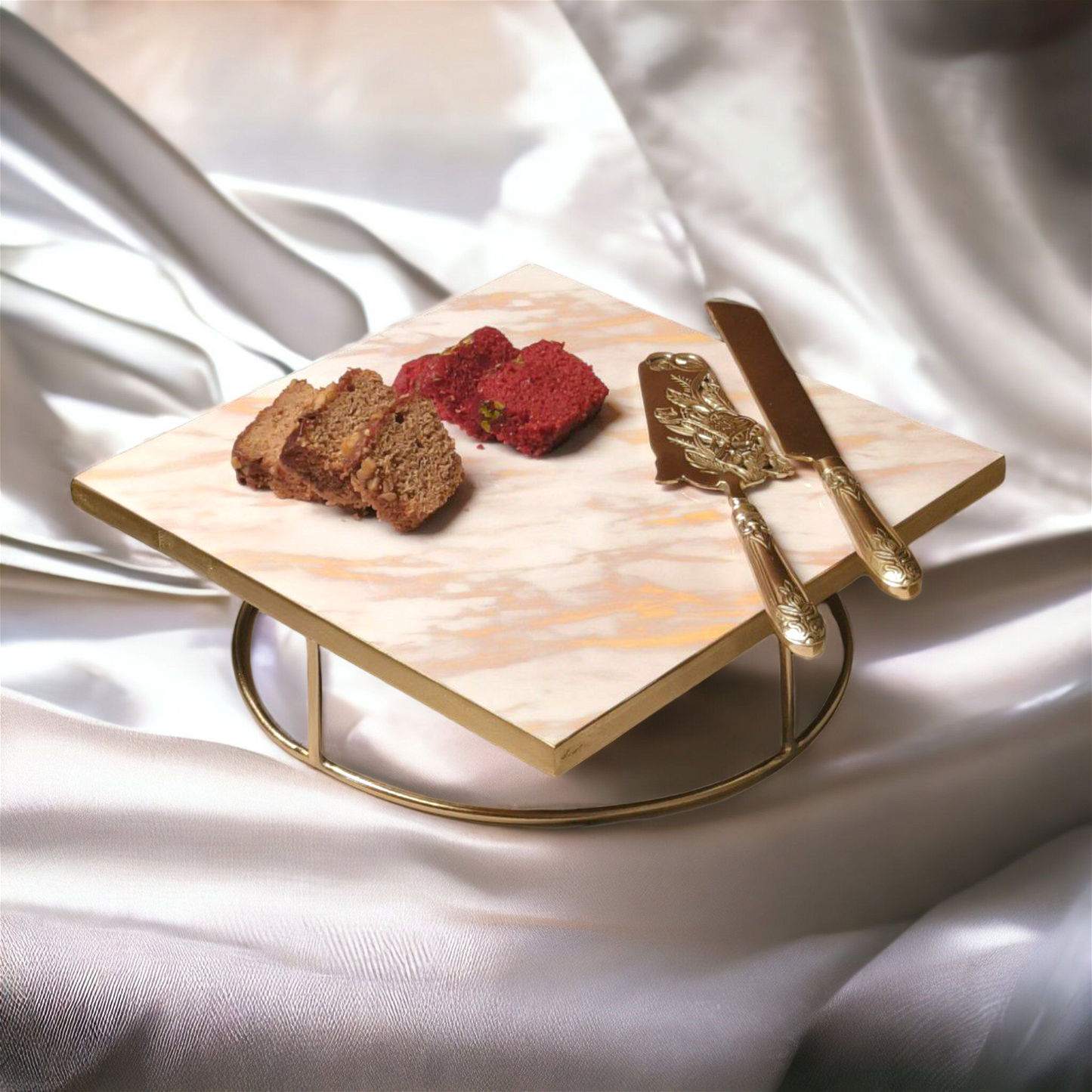 Rose cake knife and server cutlery set - - Samaa India - - #tag1# - #tag2# - #tag3# - #tag4#