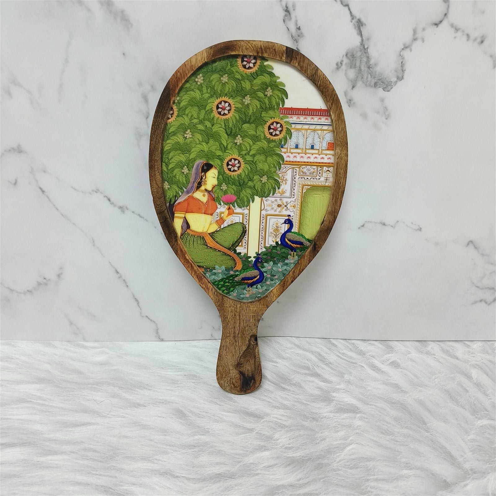 Wooden Oval Platter - Bagh-e-Rangeen - - Samaa India -  - #tag1# - #tag2# - #tag3# - #tag4#