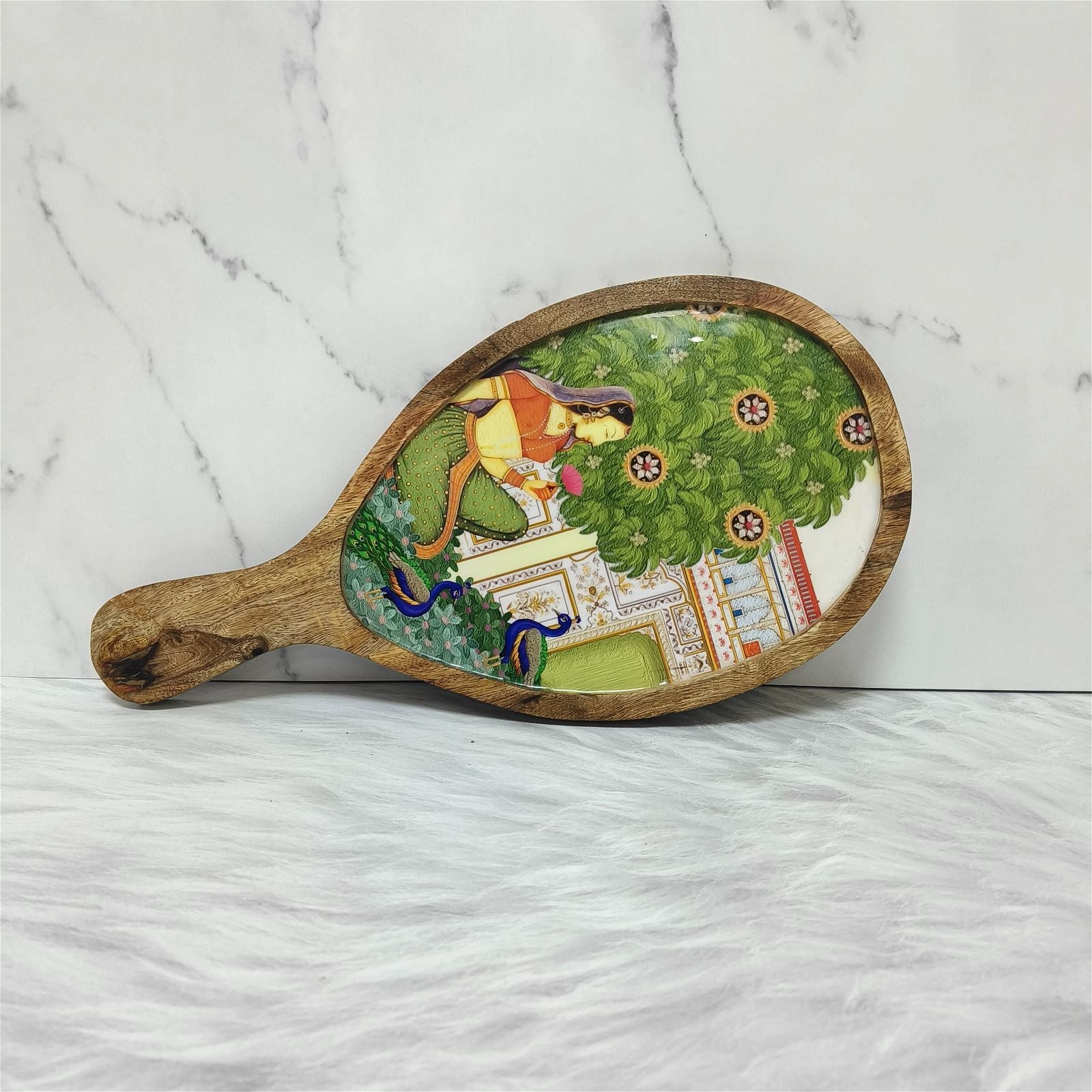 Wooden Oval Platter - Bagh-e-Rangeen - - Samaa India -  - #tag1# - #tag2# - #tag3# - #tag4#