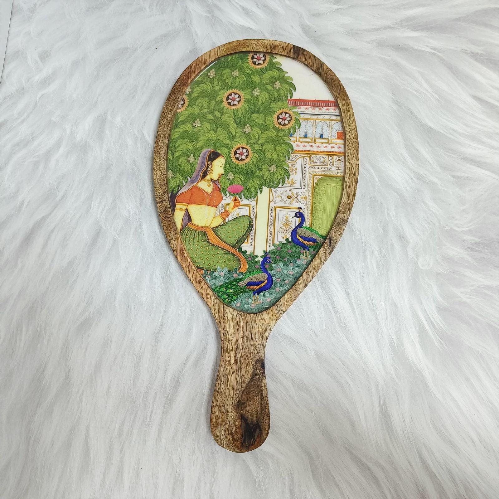 Wooden Oval Platter - Bagh-e-Rangeen - - Samaa India -  - #tag1# - #tag2# - #tag3# - #tag4#