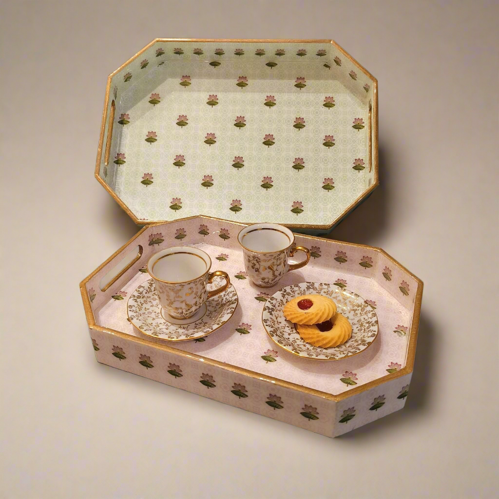 Octagon Tray Set of 2 - Lotus Buti