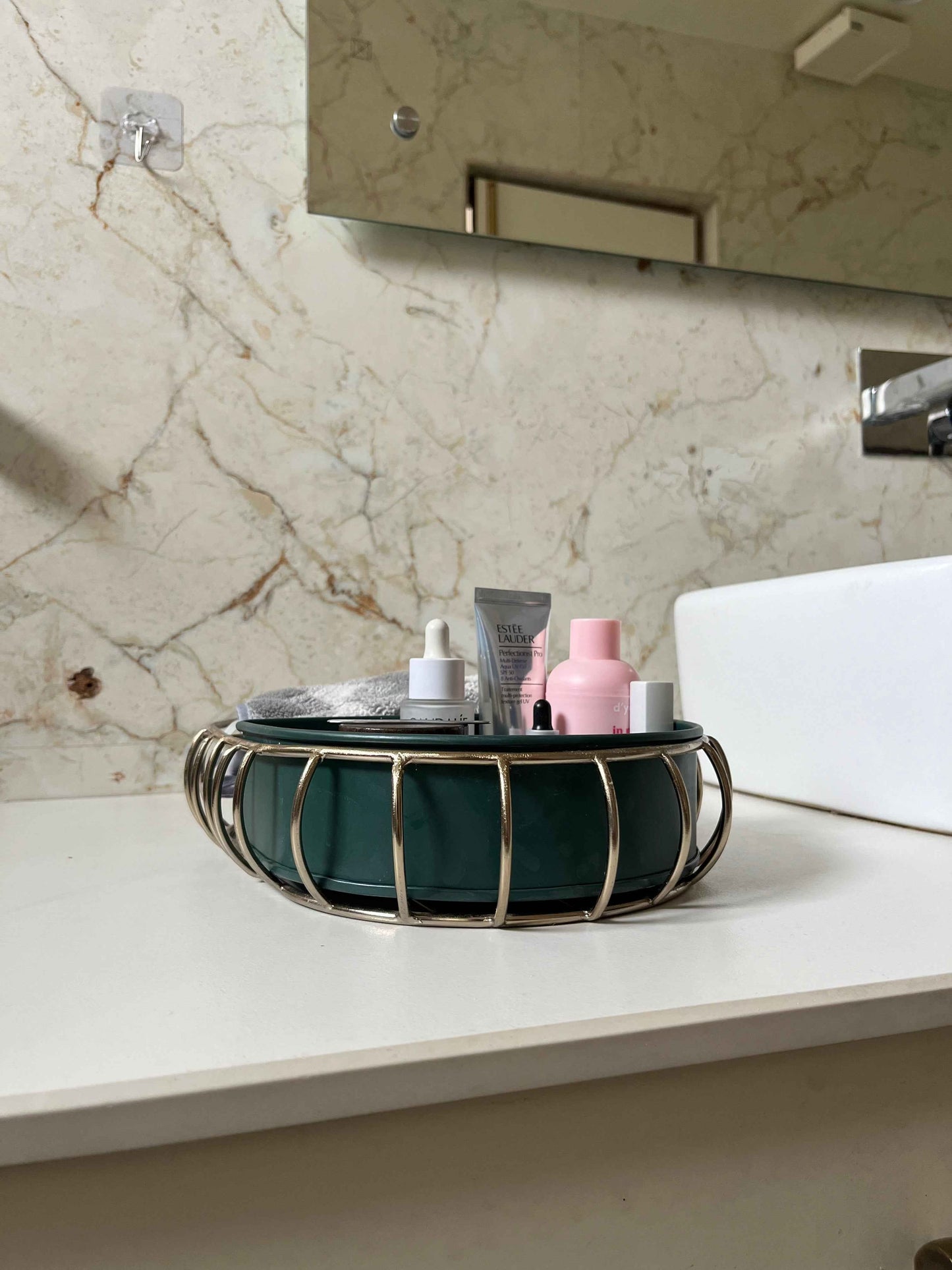 Luxe Metal Bathroom Vanity Tray Organizer
