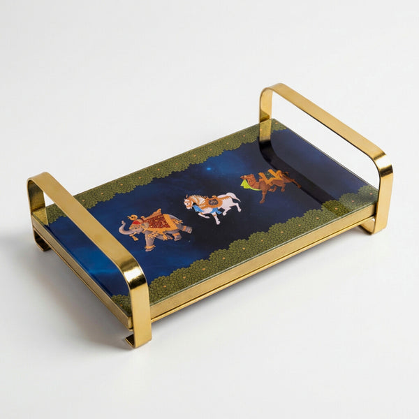 Modern Khatiya Tray Platter - Blue Royalty