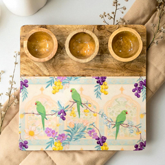 3 Bowl Wooden Snack Platter - Bageecha