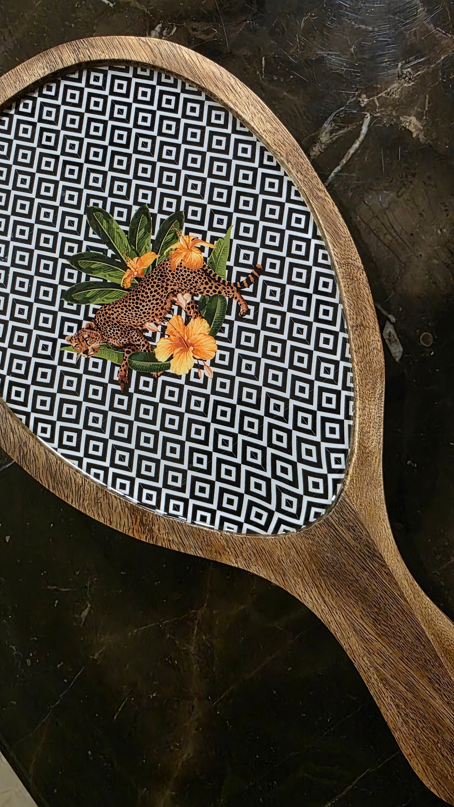 Wooden Oval Bat Platter - Botanical Extravaganza