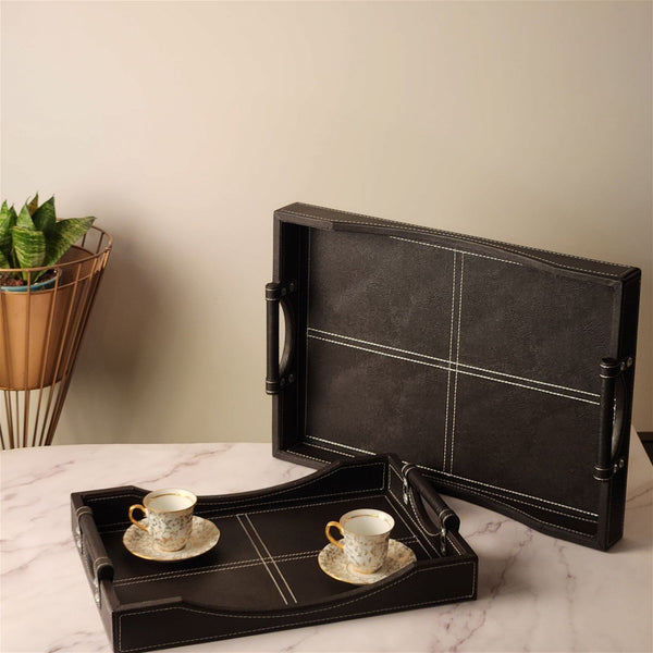 Classic Leather Tray - Set of 2