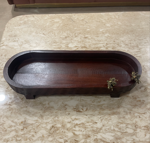 Tub - Bee Wooden Platter with Golden Tong