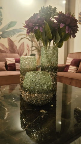 Glass Shimmer Vase/Candle holder Set of 3