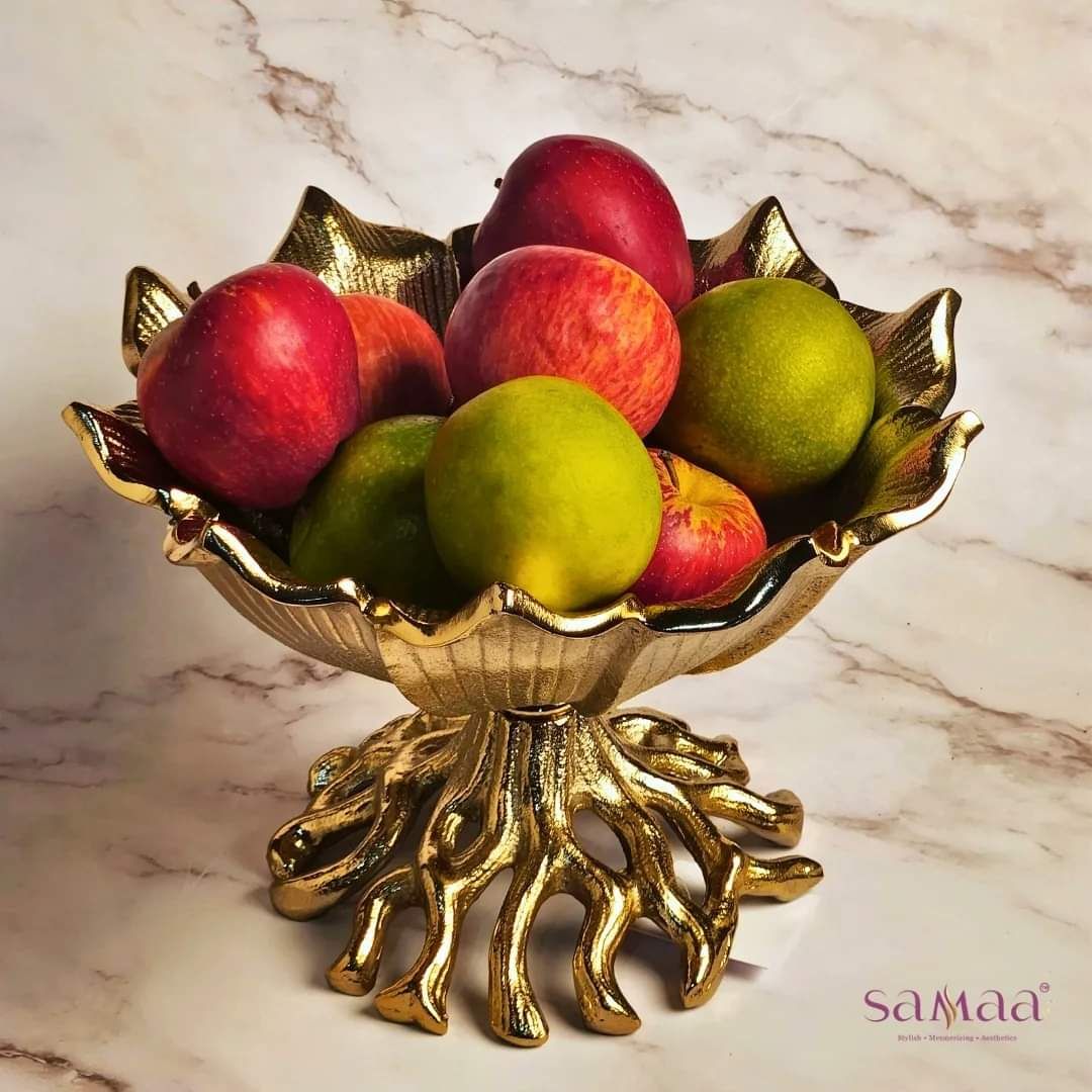 Luxe Golden Decorative Bowl - - Samaa India - Luxe Bowl Centerpiece Home Decor - #tag1# - #tag2# - #tag3# - #tag4# 