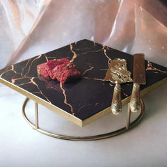Marblish Cake and Snack Stand Platter - Black