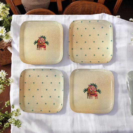 Square Quarter Plates - Set of 4 (The Deer Story)