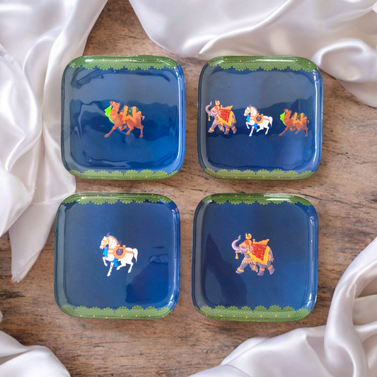 Square Quarter Plates - Set of 4 (Blue Royalty)