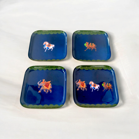 Square Quarter Plates - Set of 4 (Blue Royalty)