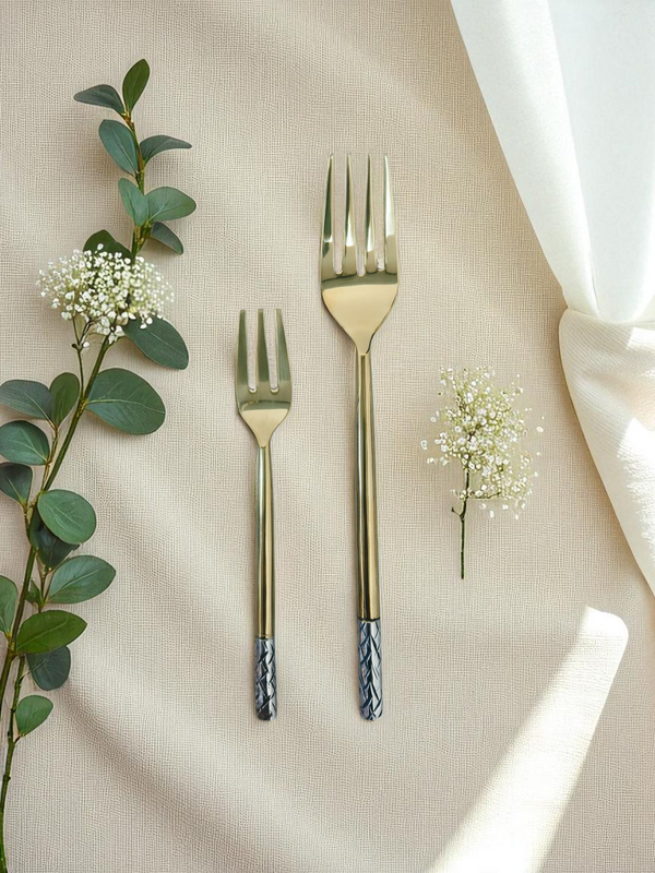 Samaa India Elegant Fruit Fork Set Of 4 With Gold Finish