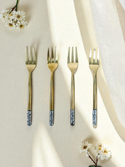 Samaa India Elegant Fruit Fork Set Of 4 With Gold Finish