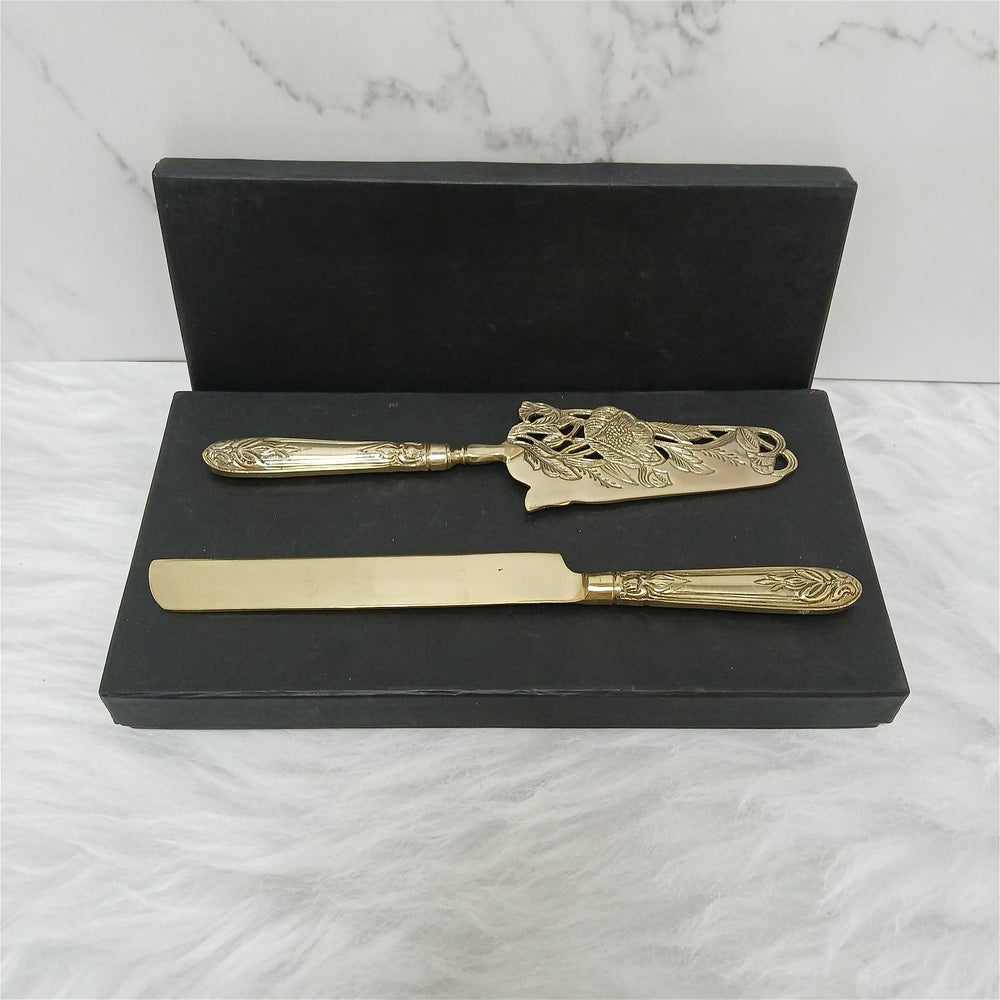 Rose cake knife and server cutlery set