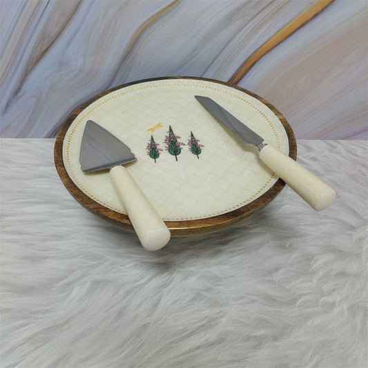 Rotating Cake Stand + Cake Cutlery Set - The Cypress Trio - - Samaa India -  - #tag1# - #tag2# - #tag3# - #tag4# 