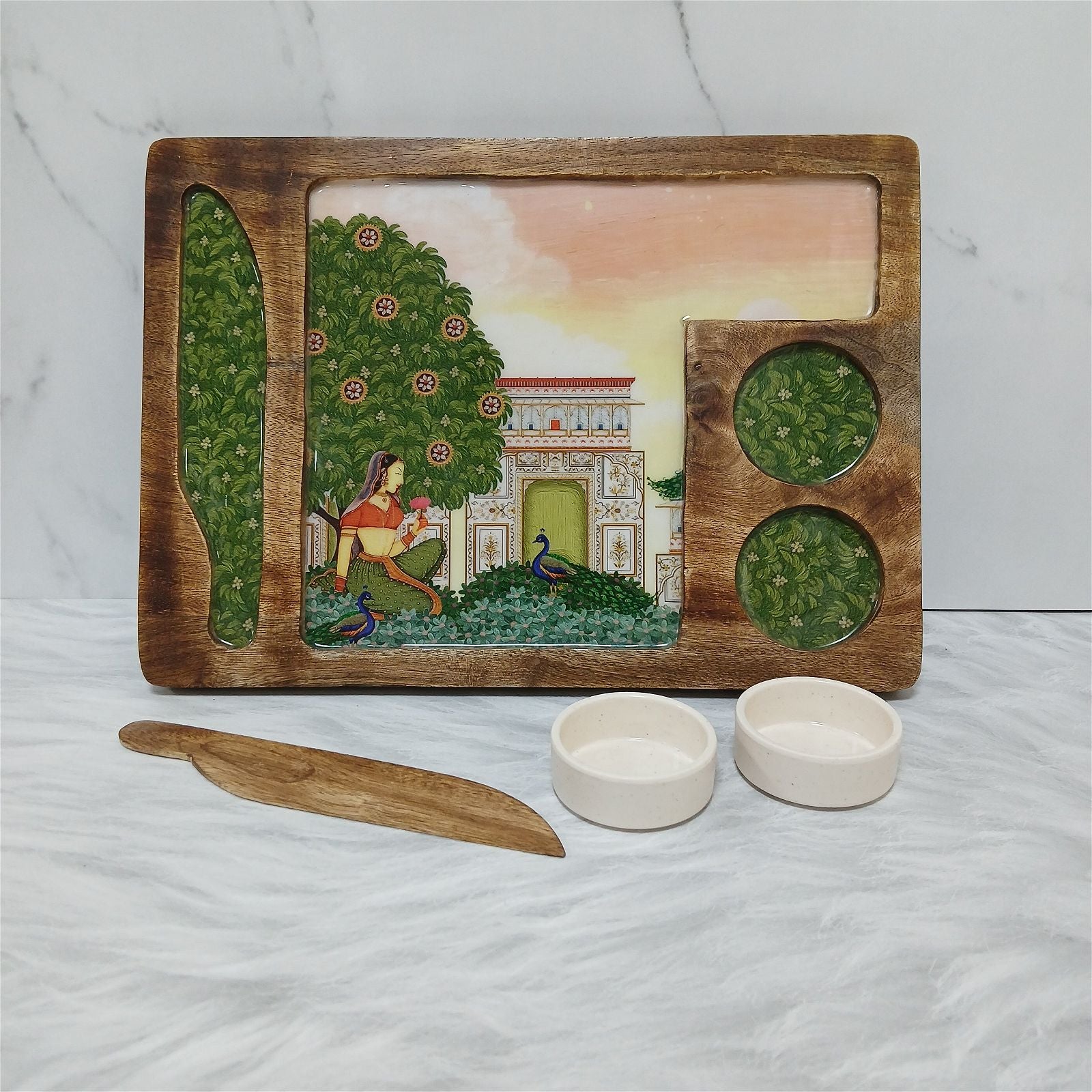 Wooden Breakfast Platter - Bagh-e-Rangeen - - Samaa India -  - #tag1# - #tag2# - #tag3# - #tag4# 