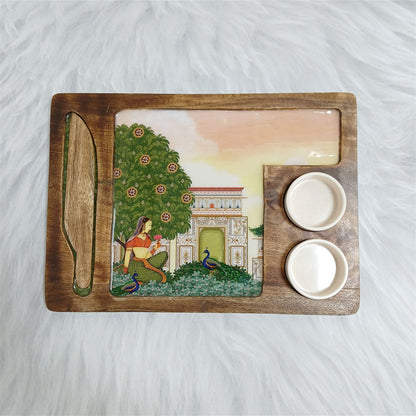 Wooden Breakfast Platter - Bagh-e-Rangeen - - Samaa India -  - #tag1# - #tag2# - #tag3# - #tag4# 