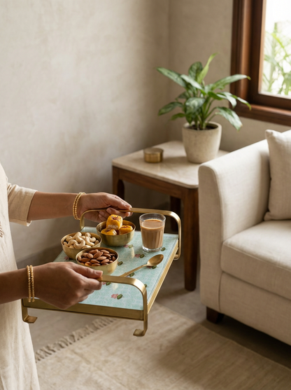 Modern Khatiya Tray Platter - The Lotus Buti