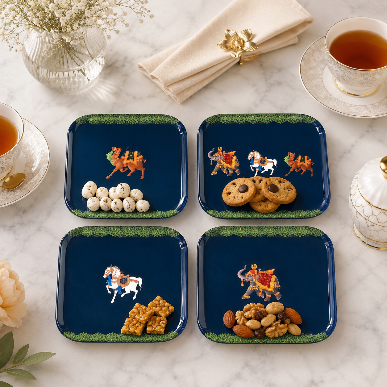Square Quarter Plates - Blue Royalty