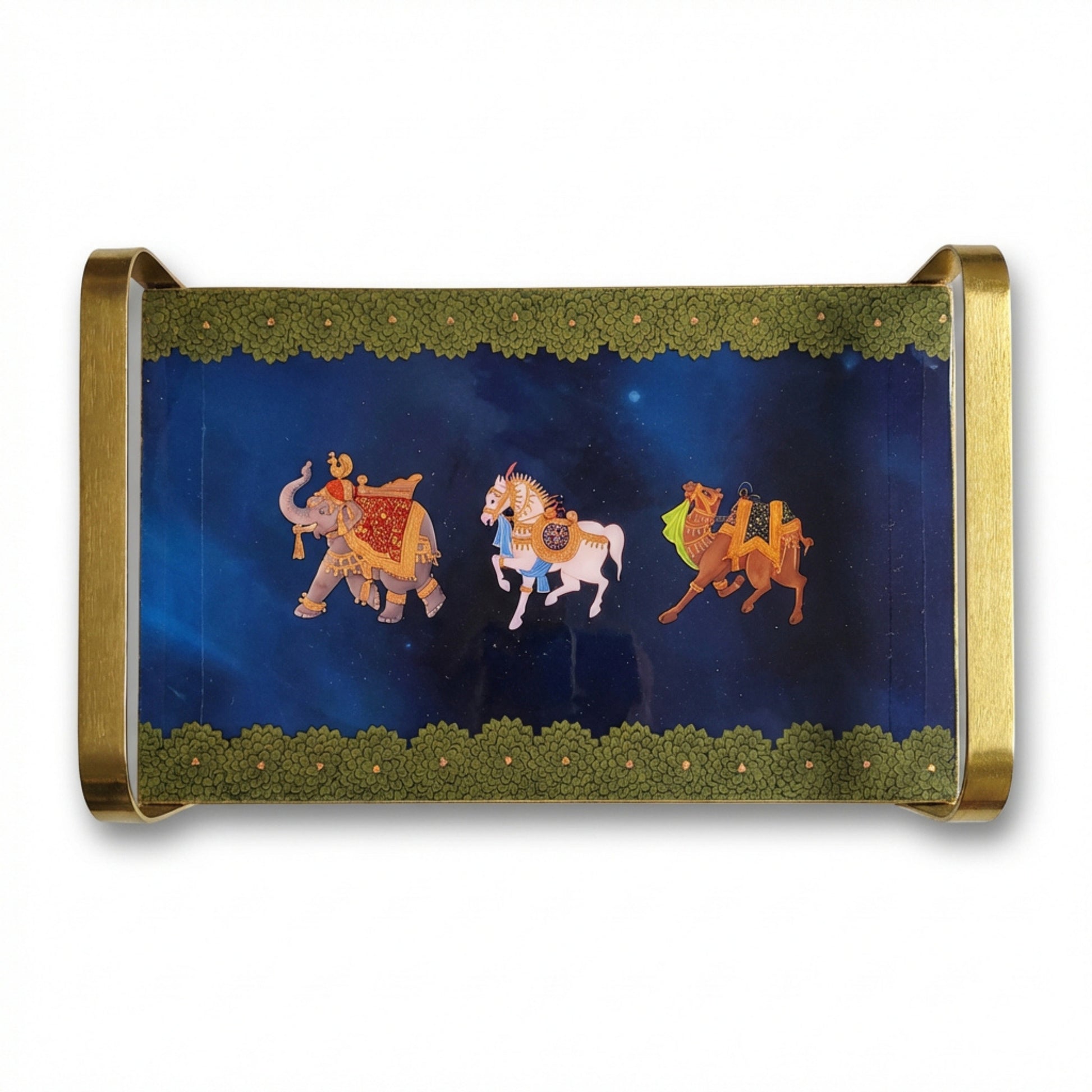 Modern Khatiya Tray Platter - Blue Royalty