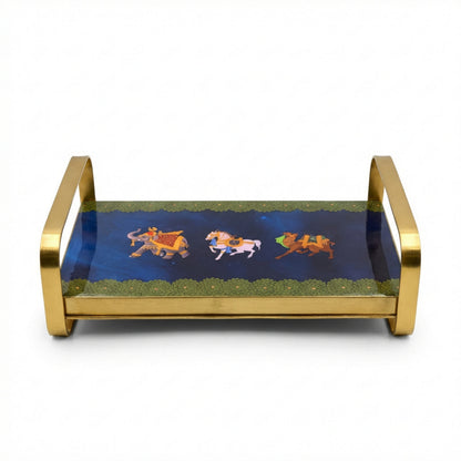 Modern Khatiya Tray Platter - Blue Royalty