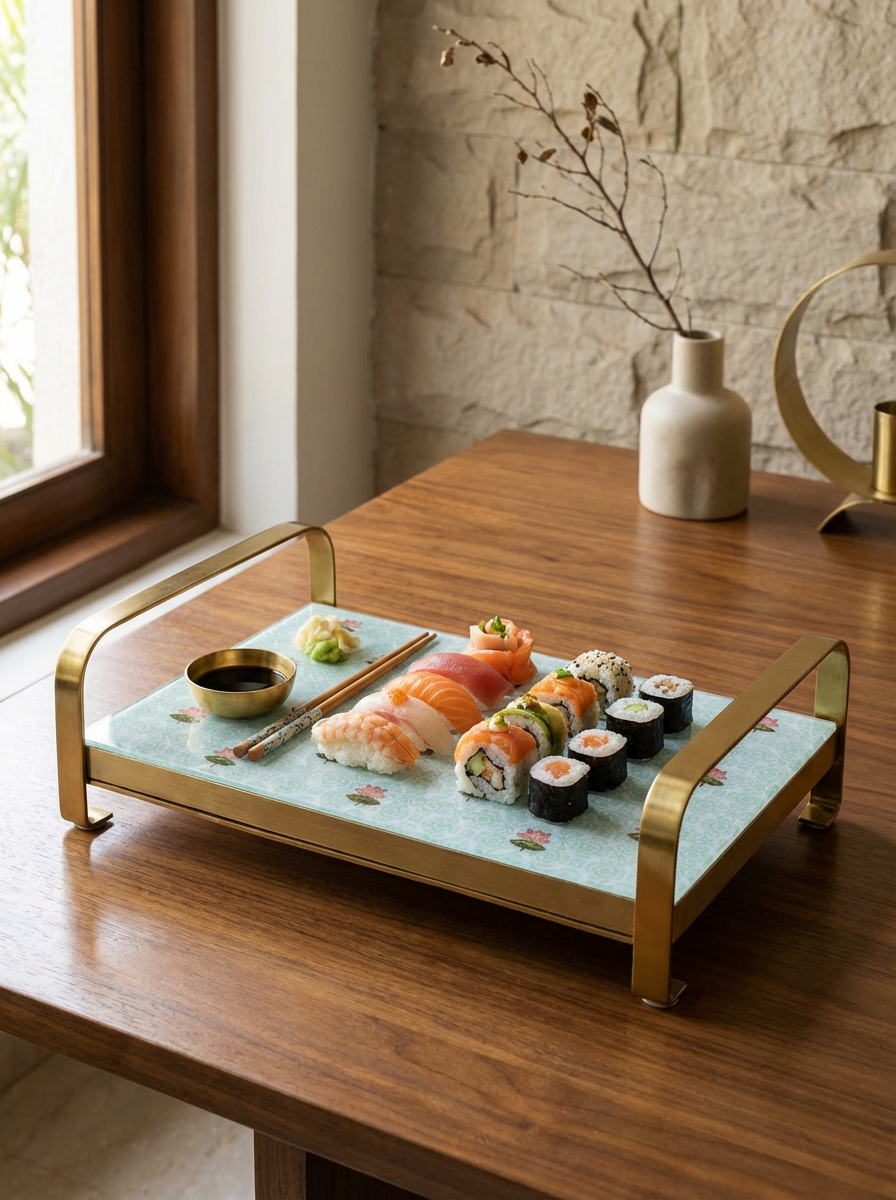 Modern Khatiya Tray Platter - The Lotus Buti