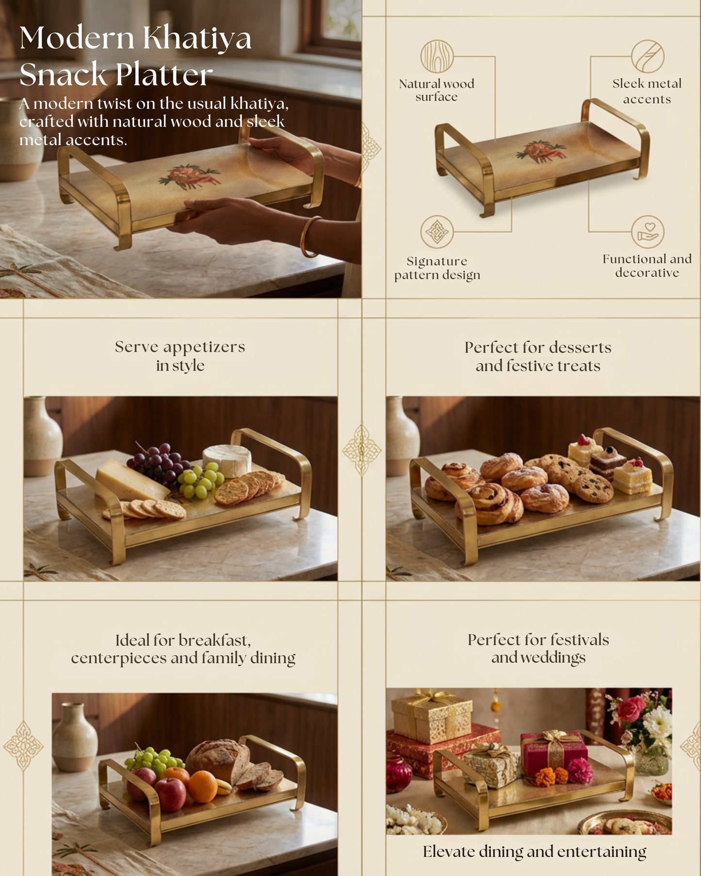 Modern Khatiya Tray Platter - The Deer Story