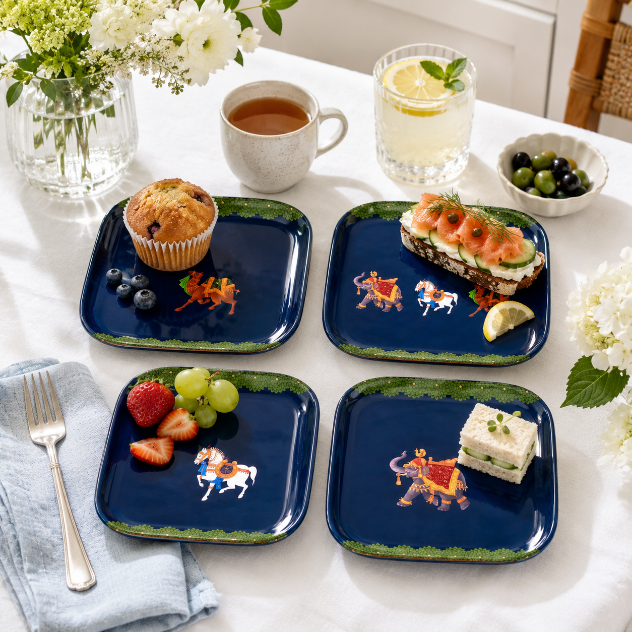 Square Quarter Plates - Blue Royalty