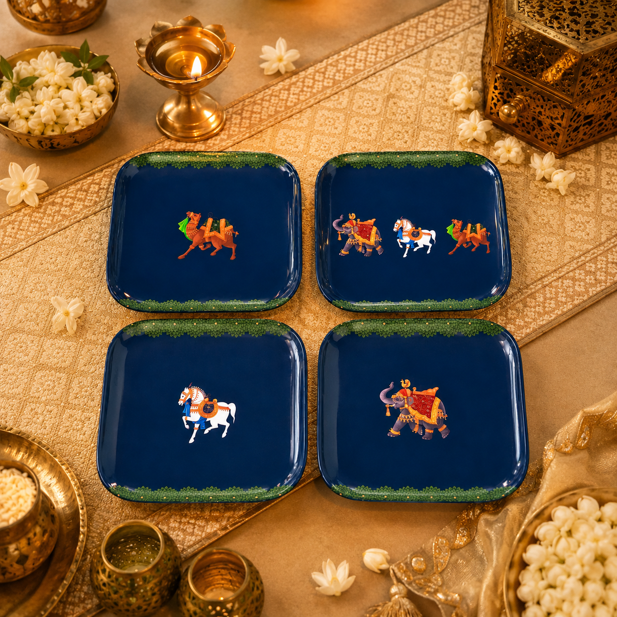 Square Quarter Plates - Blue Royalty