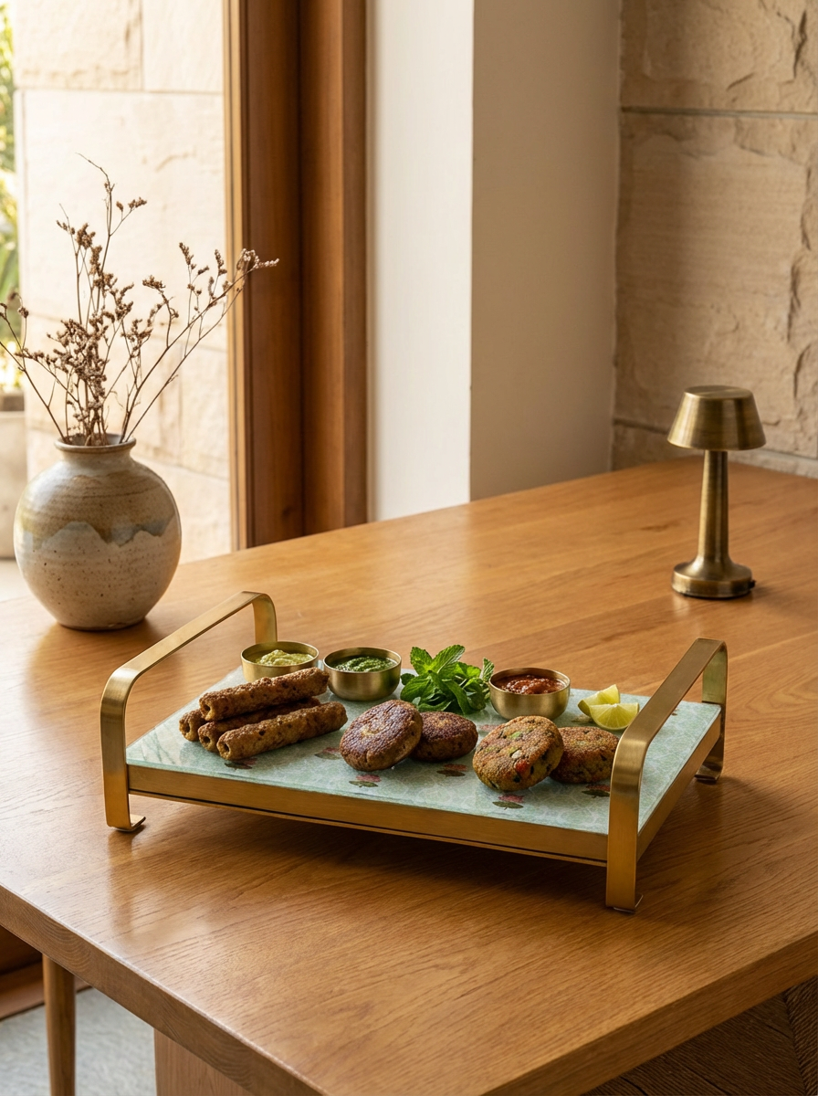 Modern Khatiya Tray Platter - The Lotus Buti