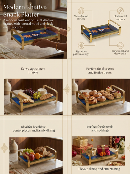 Modern Khatiya Tray Platter - Blue Royalty