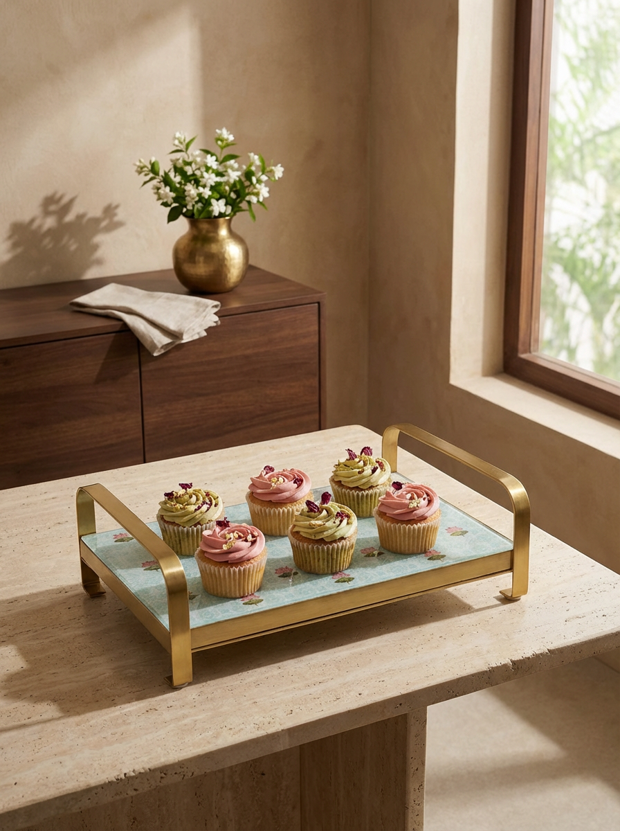 Modern Khatiya Tray Platter - The Lotus Buti