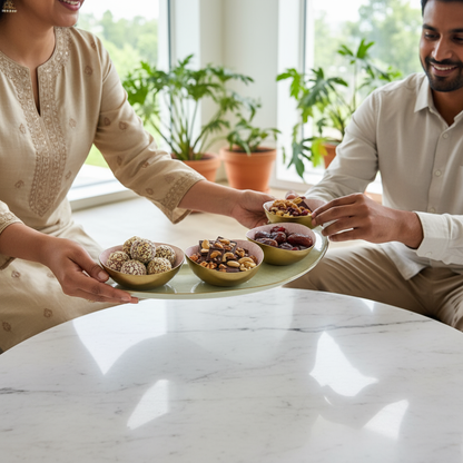 Half-Moon Platter Set With 4 Bowls Samaa India
