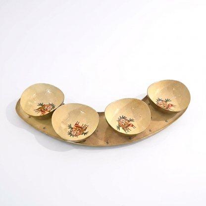 Luxury Half-Moon Platter Set With 4 Bowls Samaa India - The Deer Story