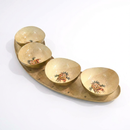 Luxury Half-Moon Platter Set With 4 Bowls Samaa India - The Deer Story