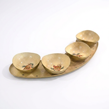 Luxury Half-Moon Platter Set With 4 Bowls Samaa India - The Deer Story
