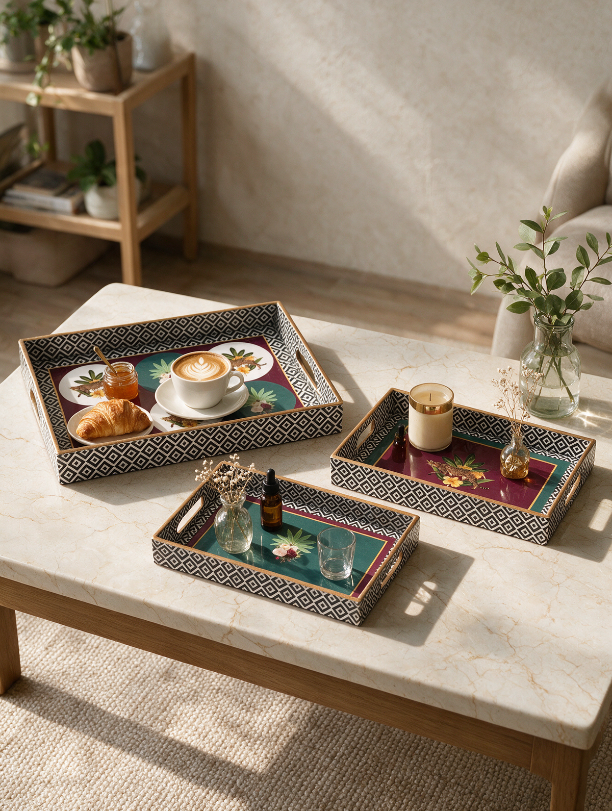 Rectangular Tray Set of 3 -  Botanical Extravaganza