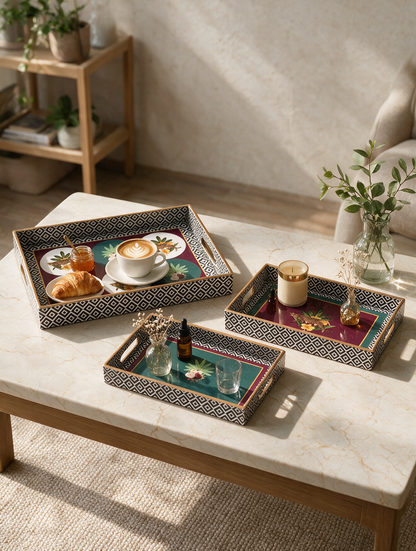 Rectangular Tray Set of 3 -  Botanical Extravaganza