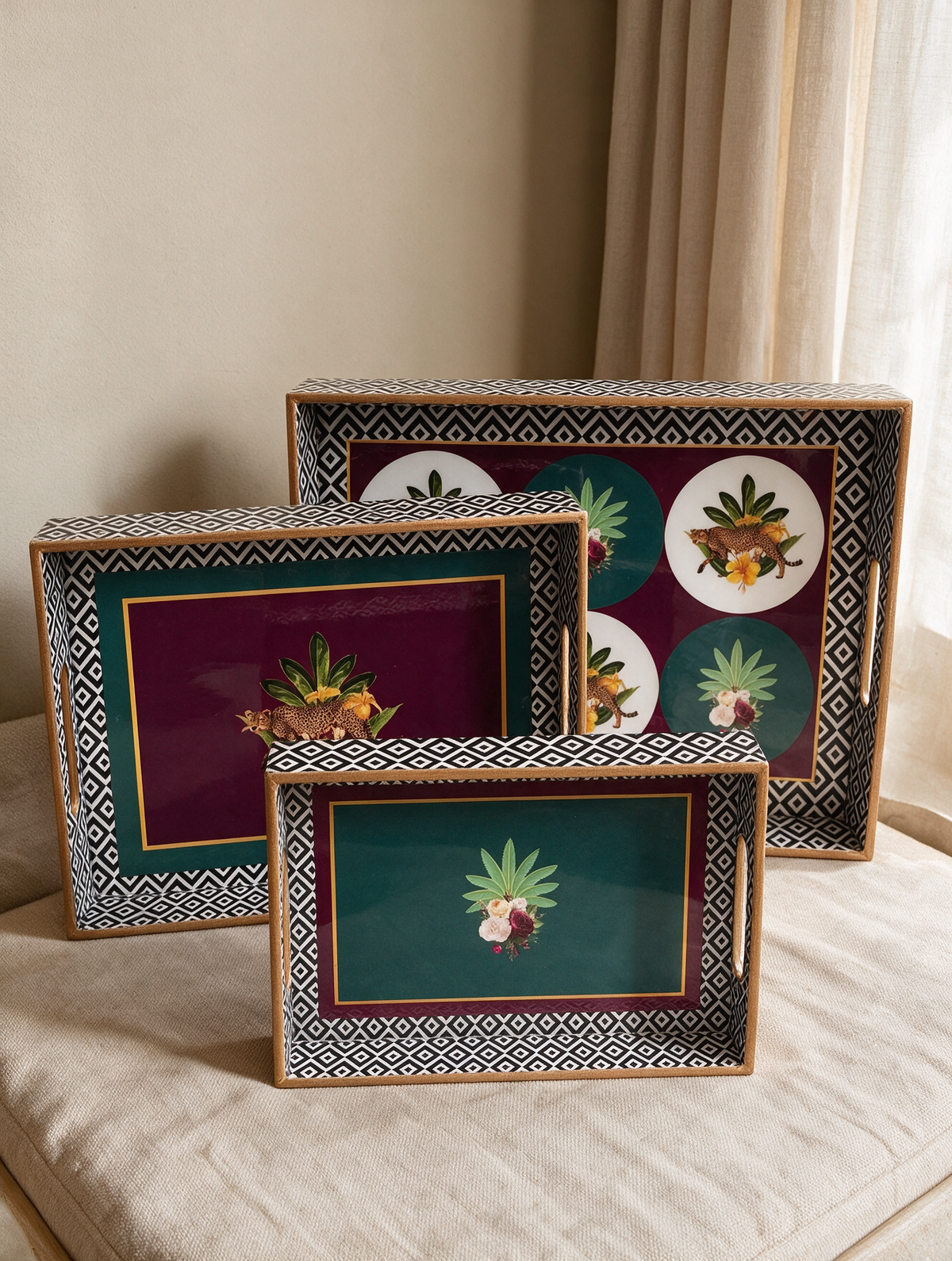 Rectangular Tray Set of 3 -  Botanical Extravaganza