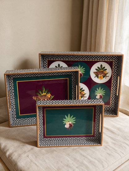 Rectangular Tray Set of 3 -  Botanical Extravaganza