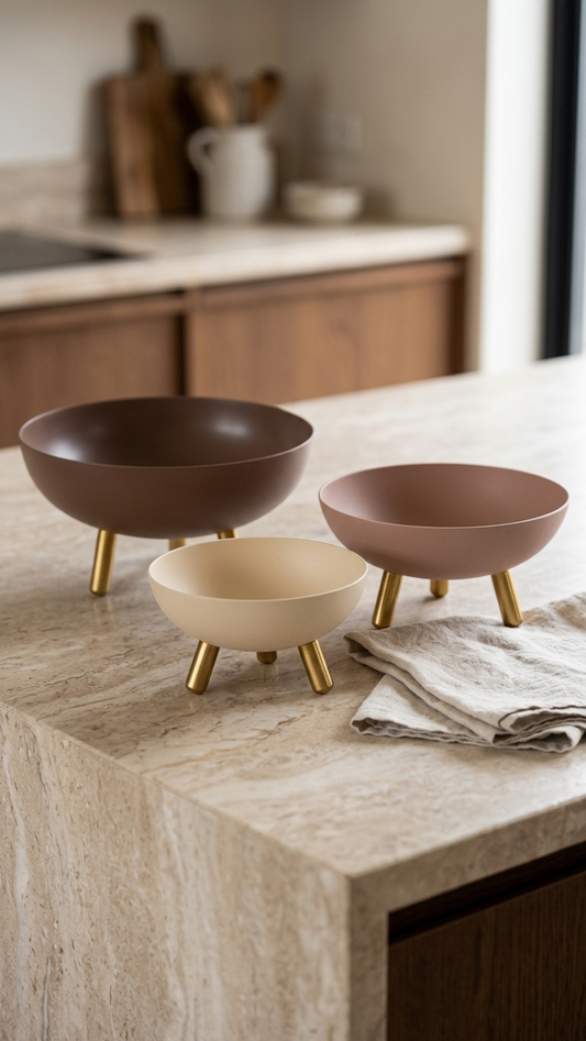 Nesting Metal Standing Bowls - Set Of 3