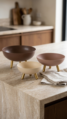 Nesting Metal Standing Bowls - Set Of 3